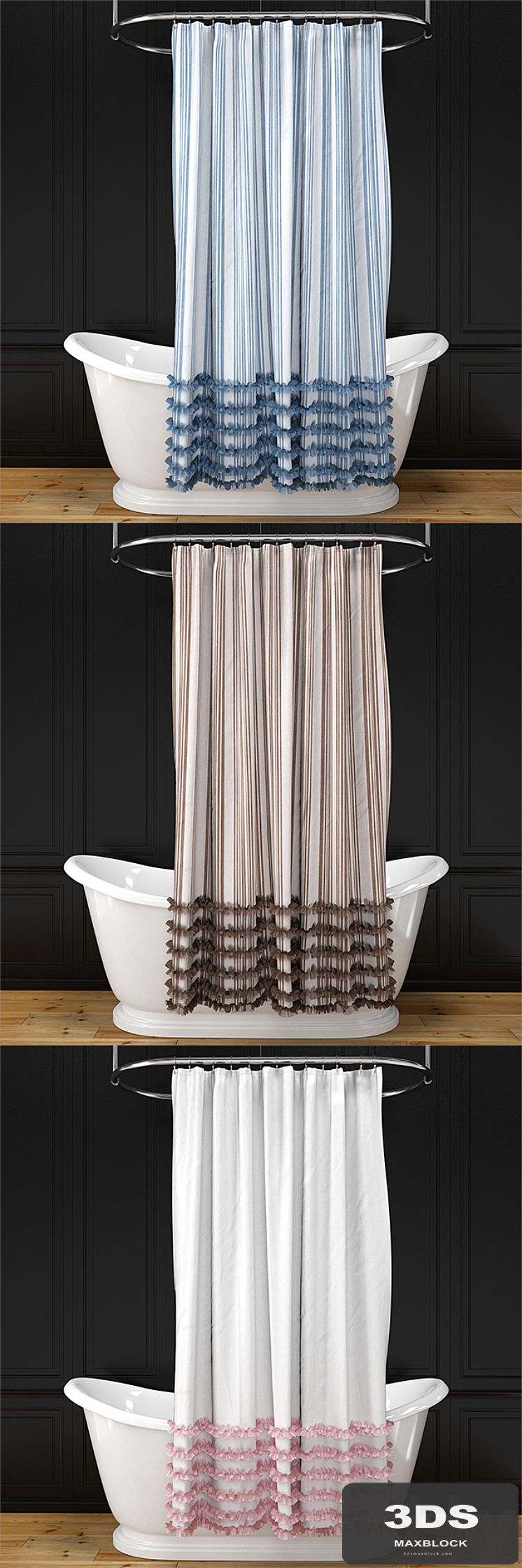 Alice bath + shower curtain + oval rail