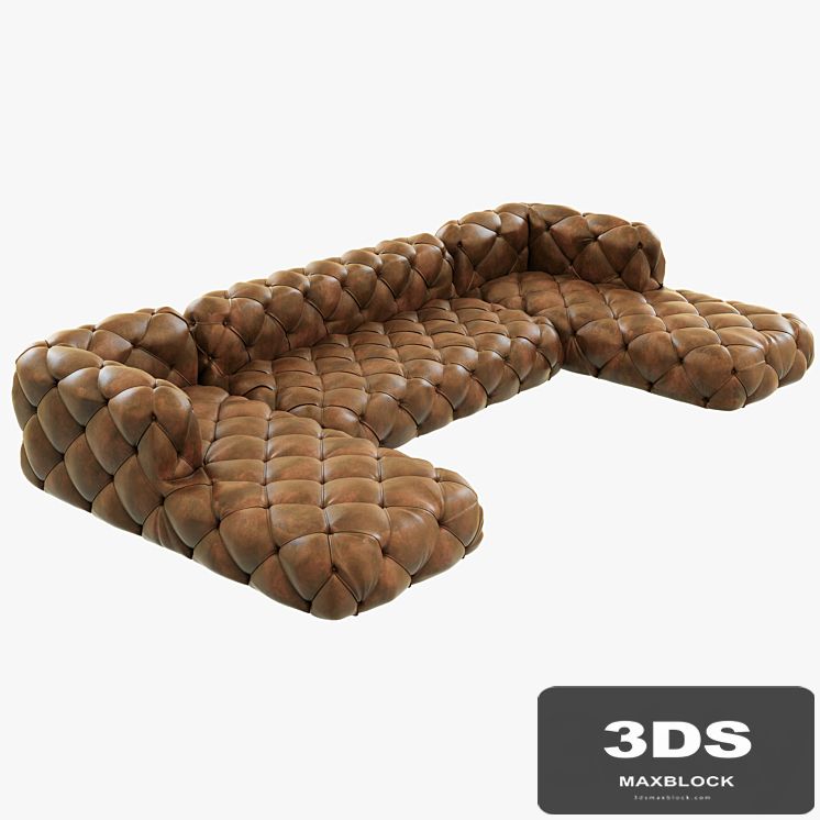 Restoration Hardware Soho Tufted Leather U-Chaise Sectional