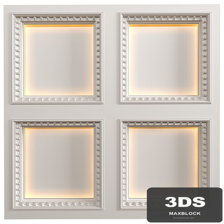 Modern coffered illuminated ceiling Art Deco style