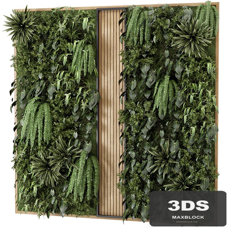 Indoor Wall Vertical Garden in Wooden Base - Set 638