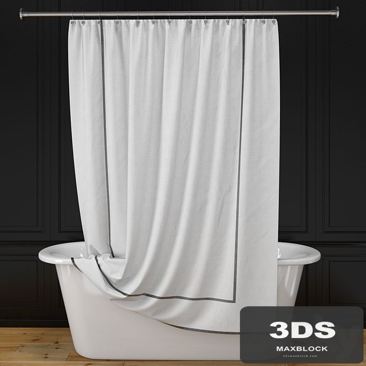 "Corey" bath + shower curtain + rail