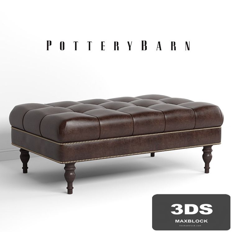 Pottery Barn - Martin Tufted Leather Ottoman
