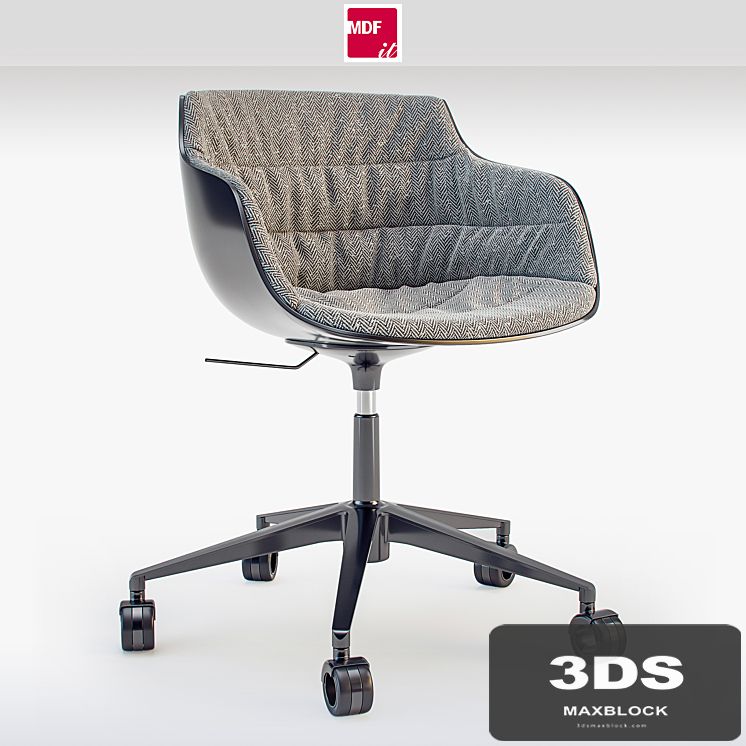 MDF italia chair Flow SLIM padded 5-Point Star Base on Castors