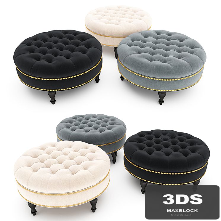 Palfrey Linen Modern Tufted Ottoman