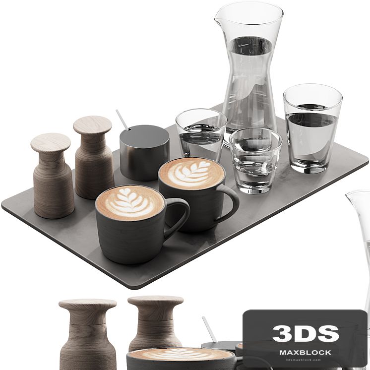 134 eat and drinks decor set 04 coffee and water 04