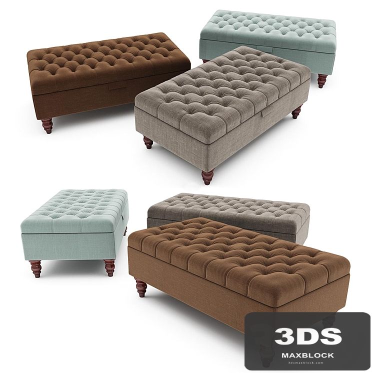 Tiffany Linen Footstool ottoman