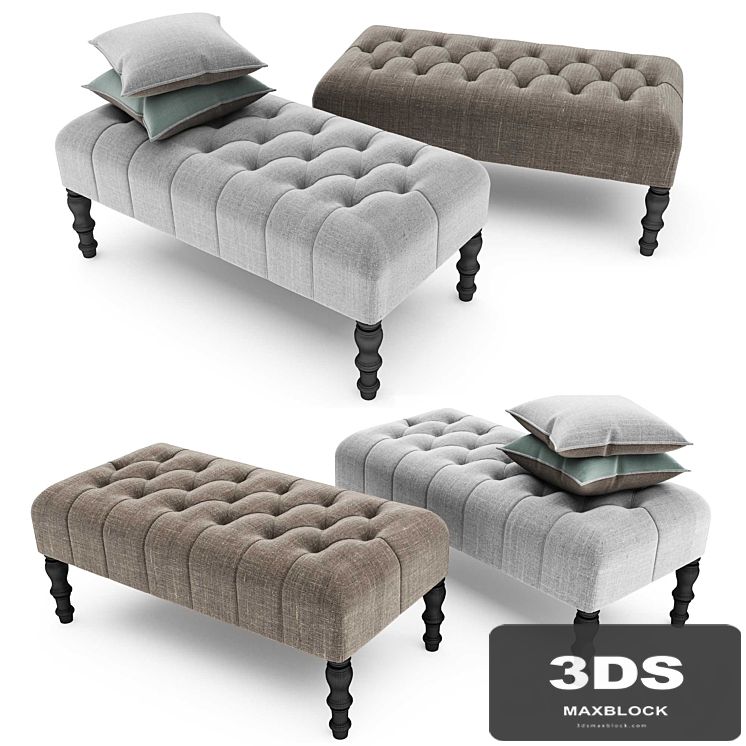 Footstool Upholstered with buttons