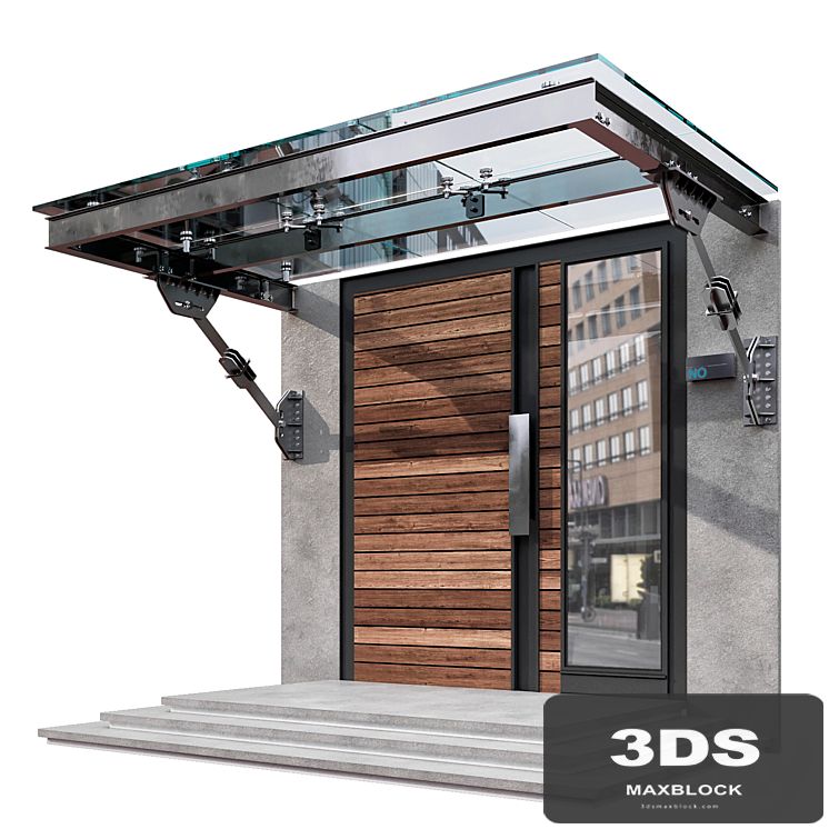 MODERN ENTRANCE WITH GLASS CANOPY NO3