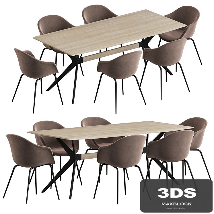 La forma table Amethyst Gubi Bat dining set