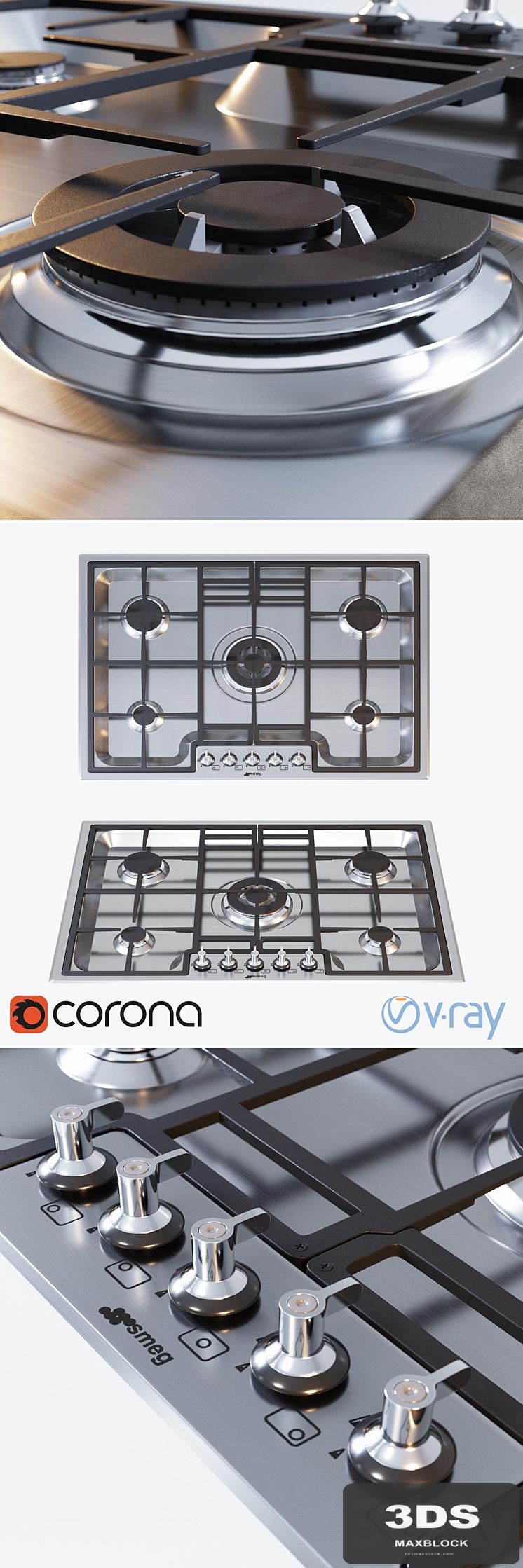 Gas hob Smeg, PGF75-4