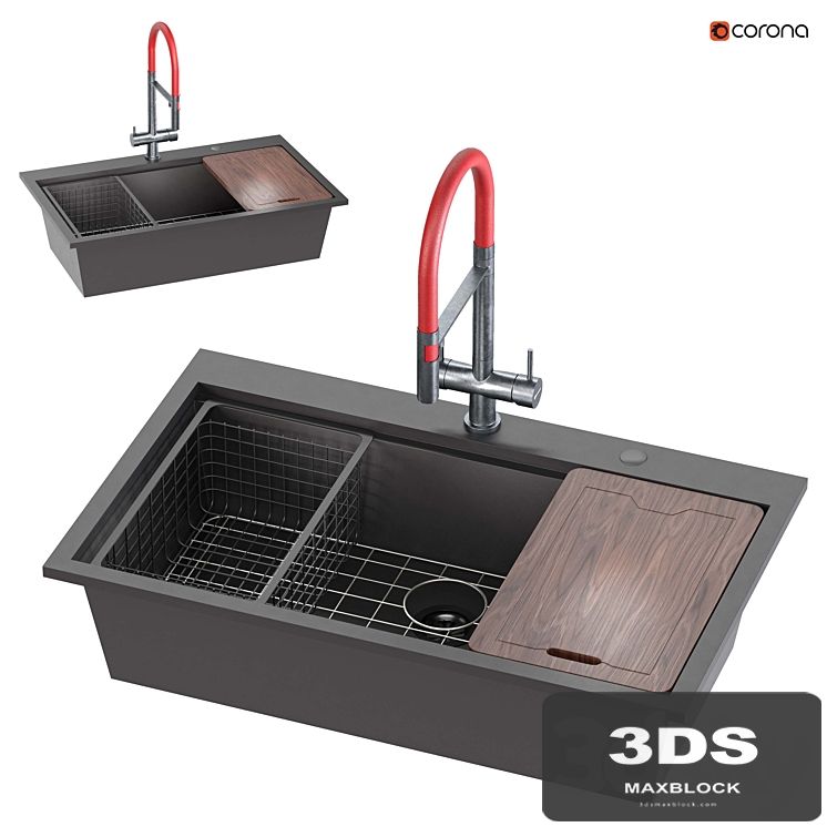 Doirteal 33 inch Drop in Black Farmhouse Sink