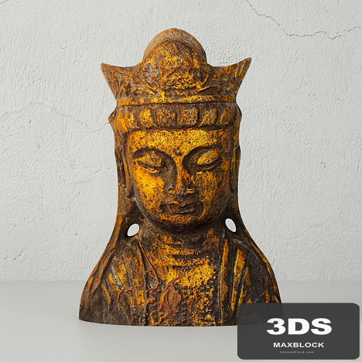Gold Leafed Metal Buddha Head