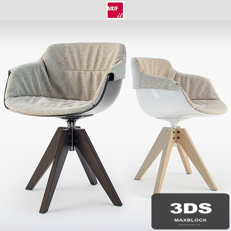 MDF italia chair Flow SLIM Padded XL Oak Base