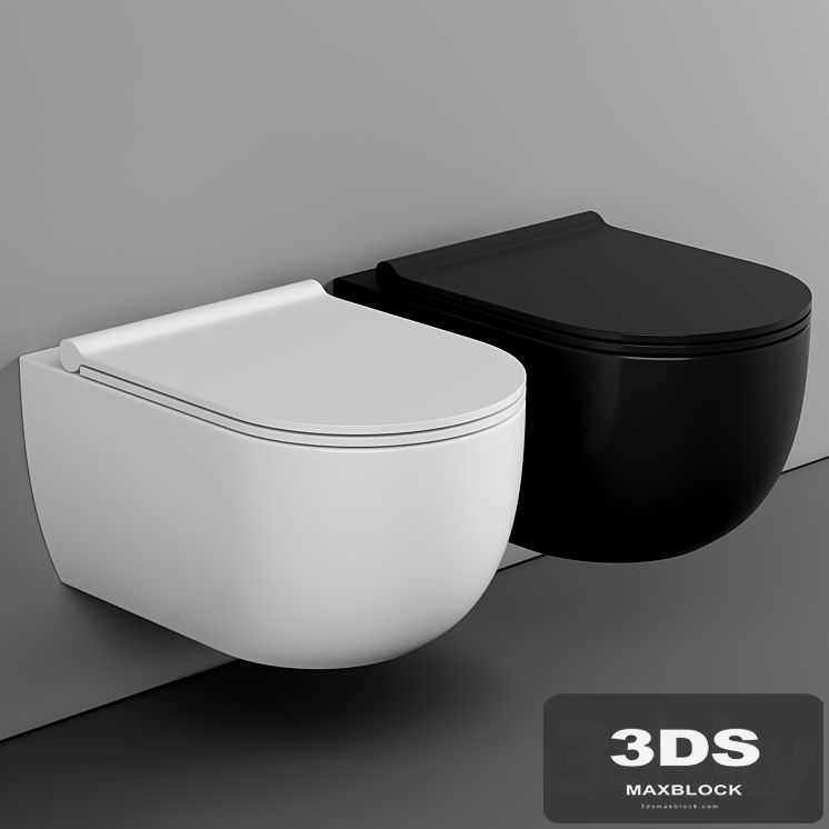 BagnoDesign Koy Matt Black Rimless Wall Hung Toilet with Soft Close Seat