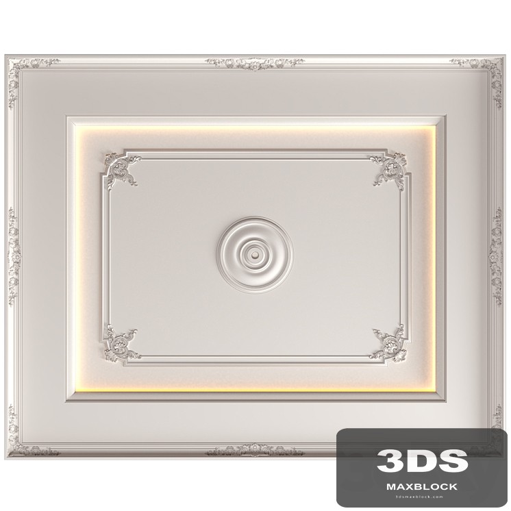 Modern coffered illuminated ceiling set Art Deco style