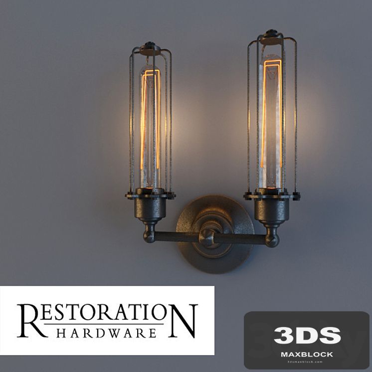 RH / Edison Caged double sconce gunmetal