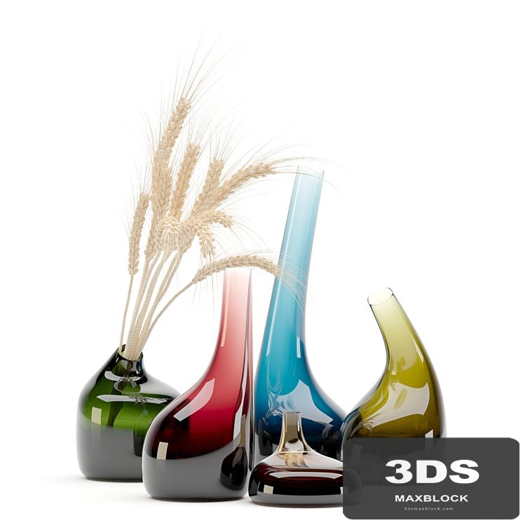 Decorative Glass Vase & Wheat