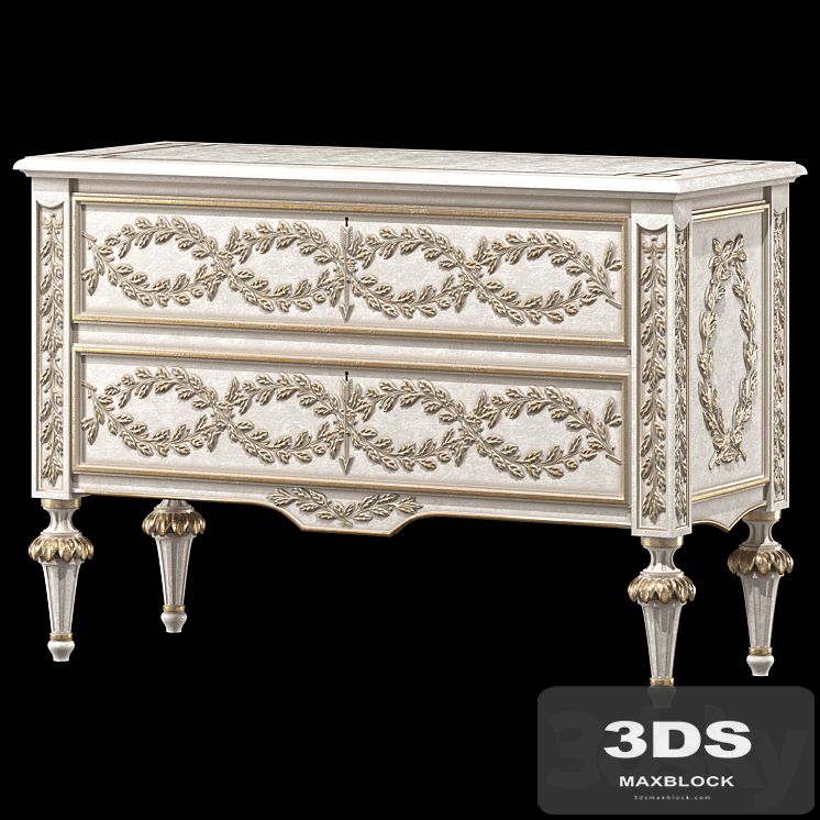 roberto giovannini chest of drawers with laurel carving art 525PL