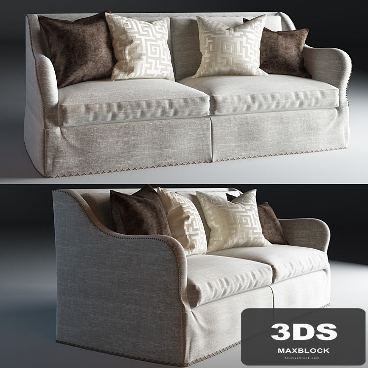 Caracole Open Arms Skirted Sofa _SN-UPH-SOFSKI-34A