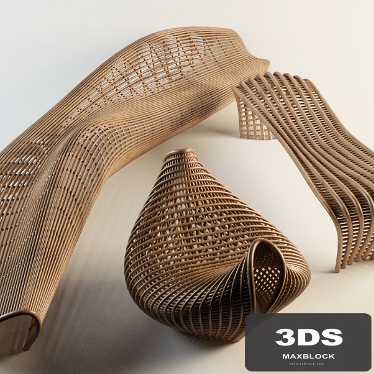 Set Wicker benches