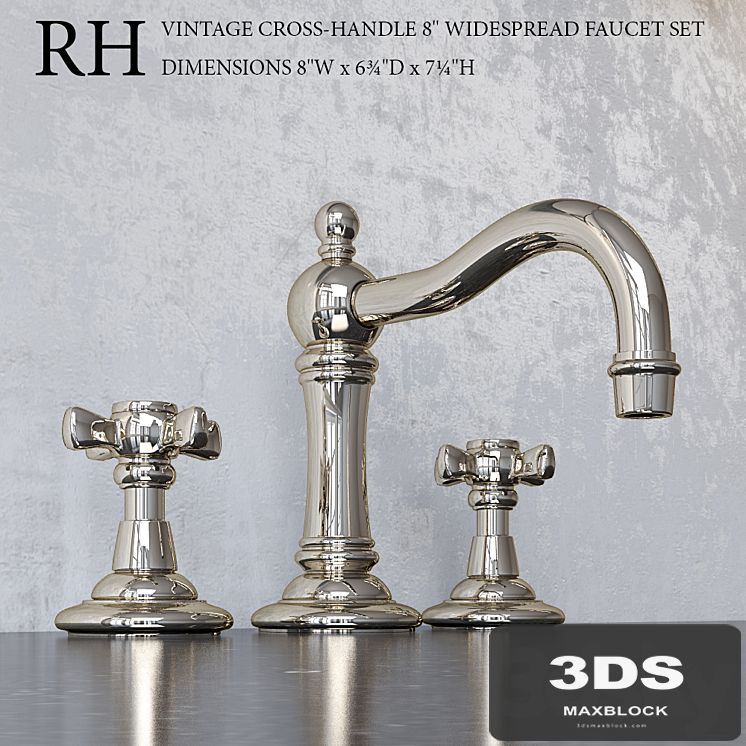 VINTAGE CROSS-HANDLE WIDESPREAD FAUCET SET 8