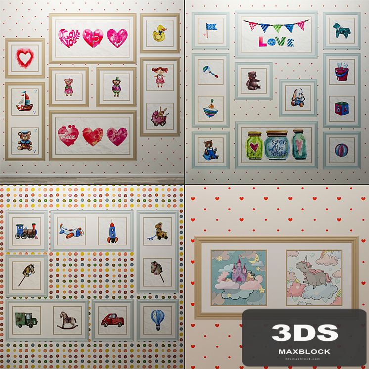 Collection of paintings for children's rooms