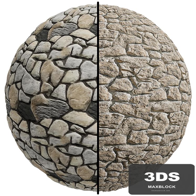 FB414 Stone Garden Facade coverings, longnursery | 2MAT | 4K | seamless | PBR