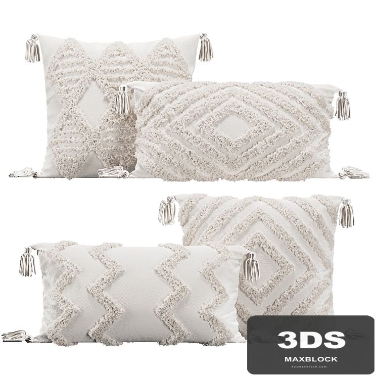 Pillows with fur geometric patterns
