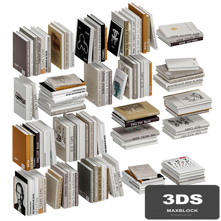 Set of books in beige color