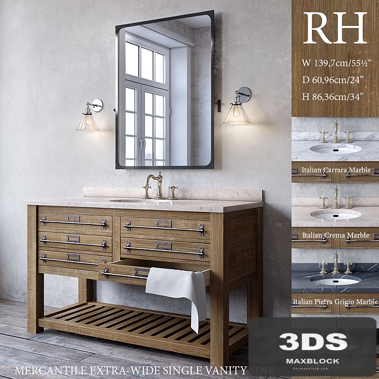 MERCANTILE EXTRA-WIDE SINGLE VANITY SINK