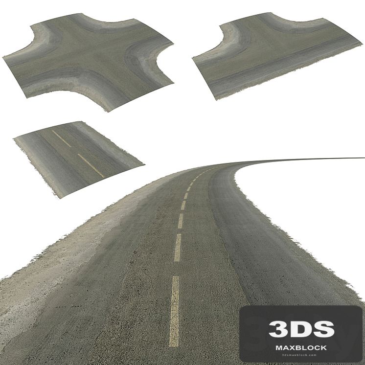 Seamless two lane road with crossroads