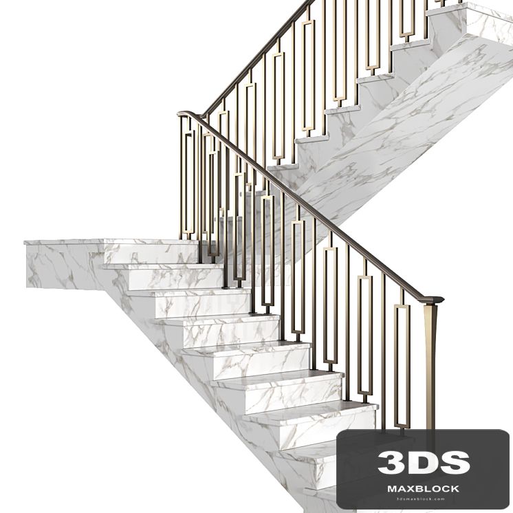 Modern marble  stair staircase in Art Deco style.