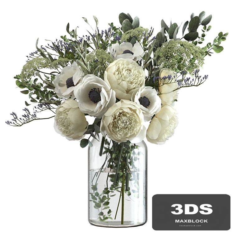 Bouquet with flowers and eucalyptus