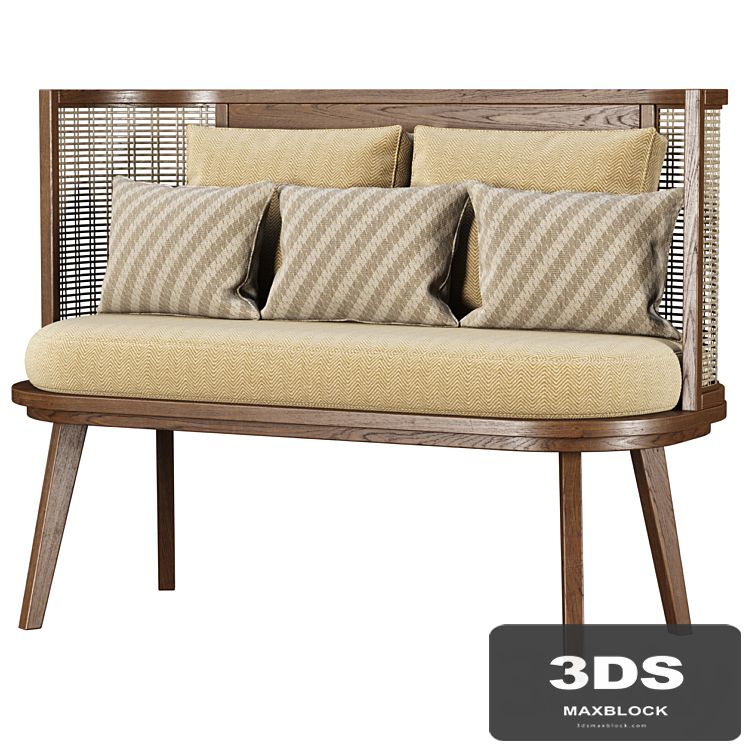 Noa wooden rattan restaurant loveseat NR52 by Bpoint Design / Rattan restaurant sofa