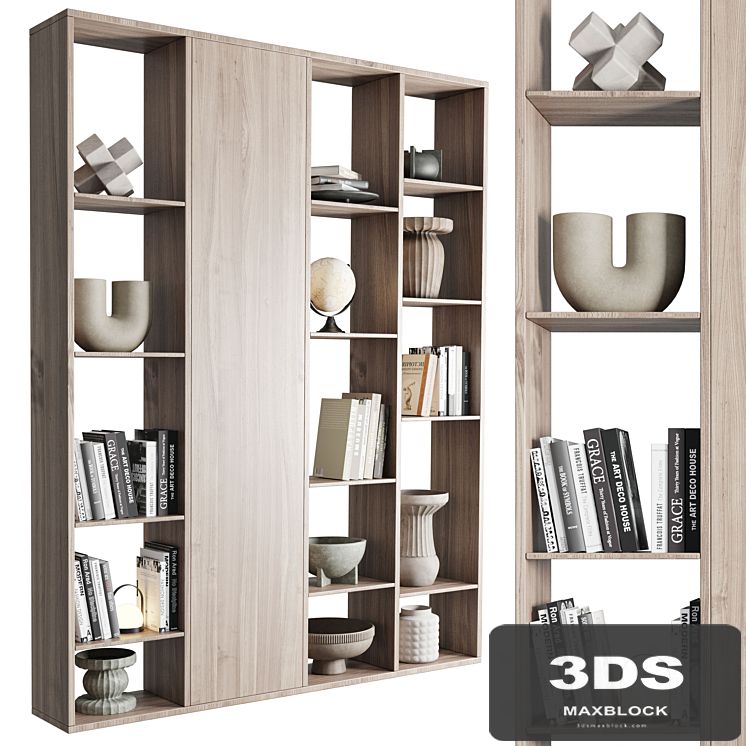 wooden Shelves Decorative With vase and Book