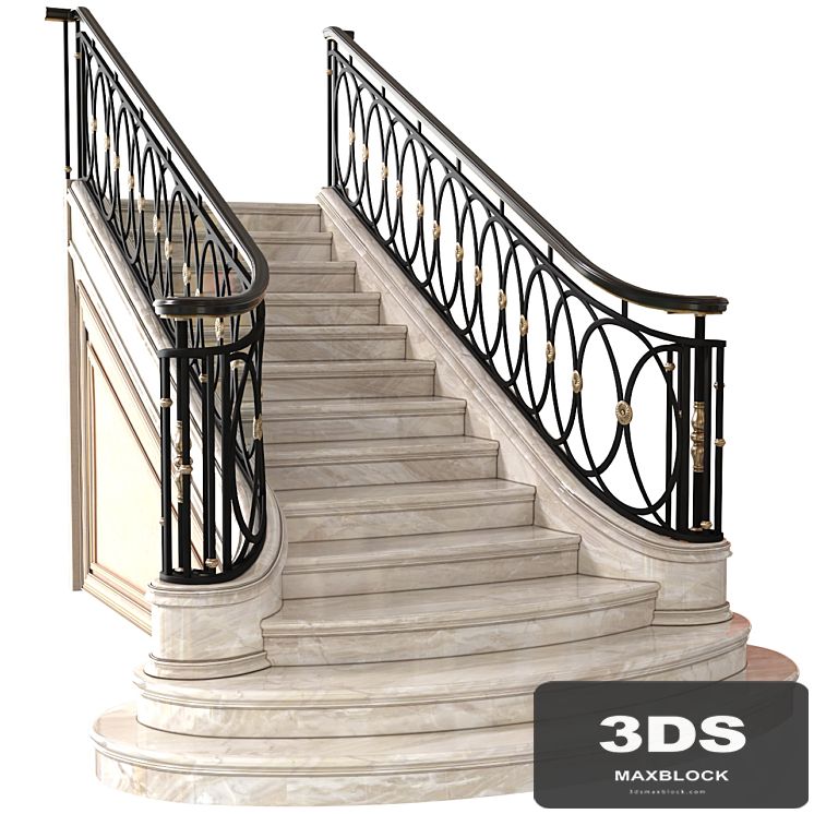 Classic marble staircase in Art Deco style.Modern interior stair