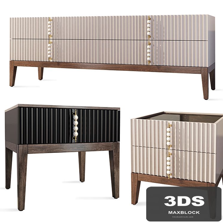 Chest of drawers and bedside table Acciaroli Wooden Kors.