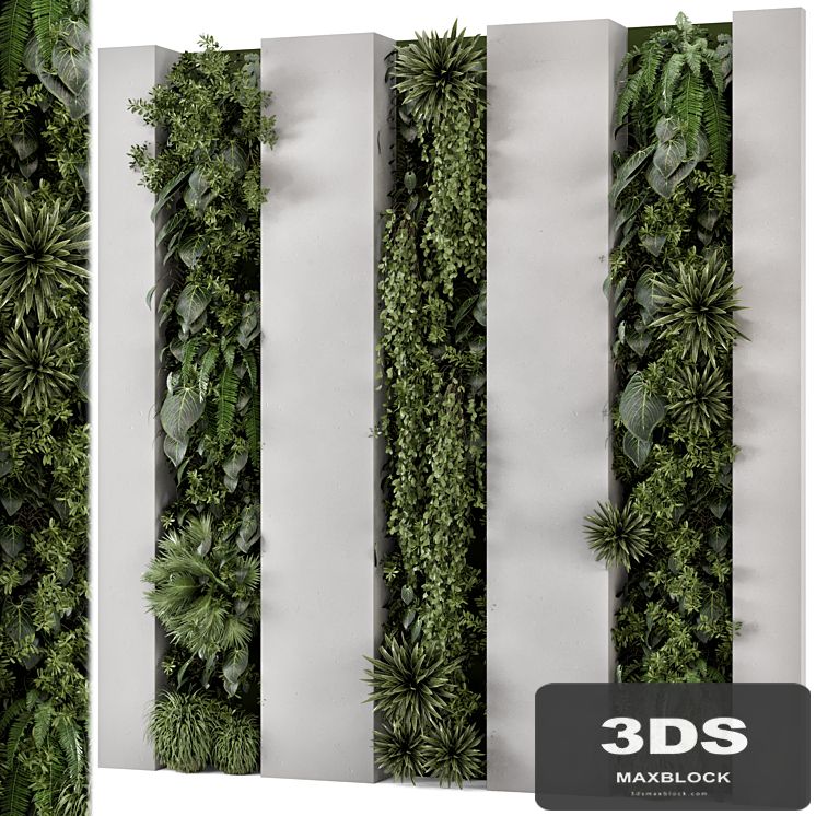 Indoor Wall Vertical Garden in Concrete Base - Set 930