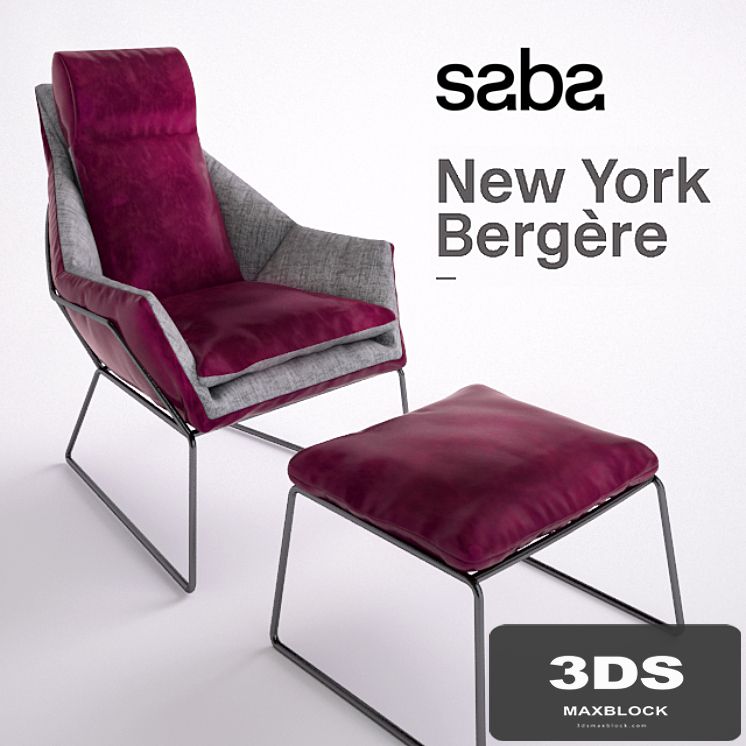 New York Bergere by Saba Italia - Armchair and Pouf