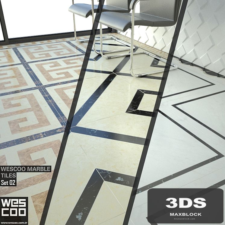 WESCOO Marble Tiles WATERJET DECORS, ACCESSORIES Set 02