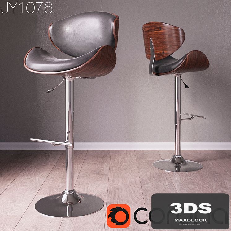 JY1076 Barstool Walnut &amp; Black