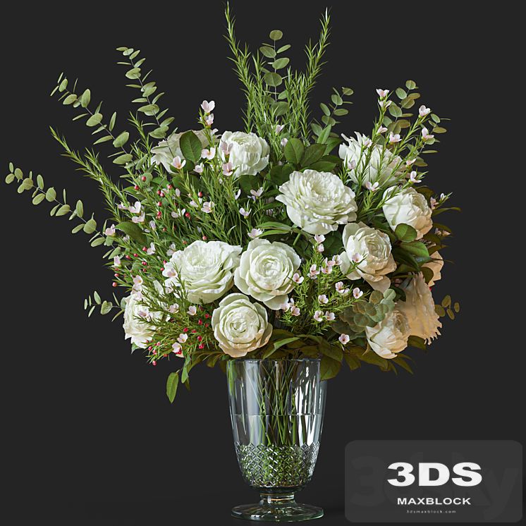 Flower Set 042 white rose wax flower