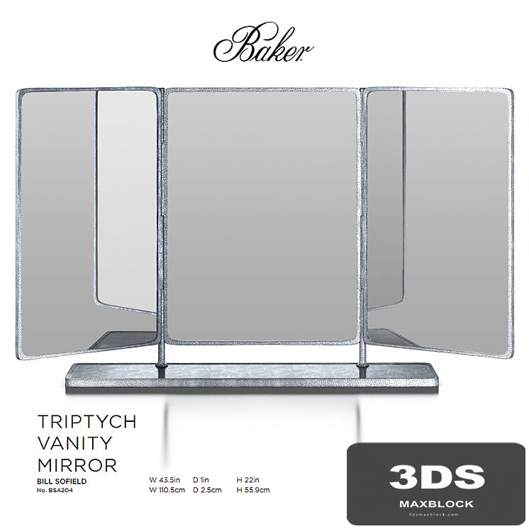 Triptych Vanity Mirror by Baker