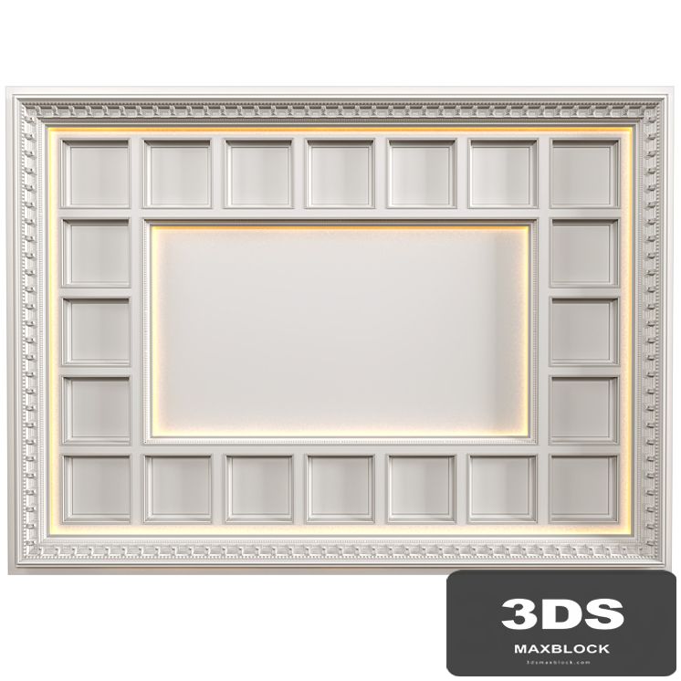 Art Deco coffered illuminated ceiling.Modern coffered illuminated ceiling