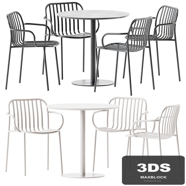 Round Dining Table by Vineko and Metis Line Armchair by TrabA