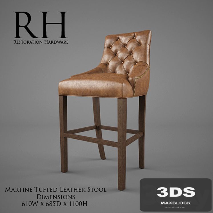 Restoration Hardware / Martine Tufted Leather Stool