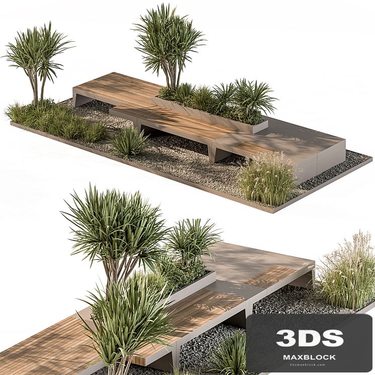Urban Furniture Bench with Plants Set 42