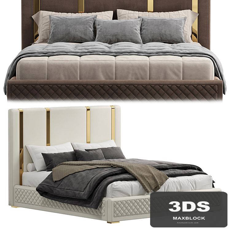 King bed Polished gold