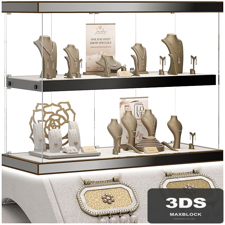 Jewelry showcase for a store 3. Jewelry stand. Display