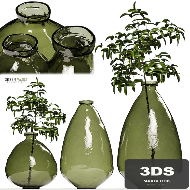 Zara Home - Green Glass Vases with Plants